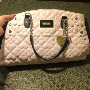 Light pink Betsey Johnson satchel handbag.